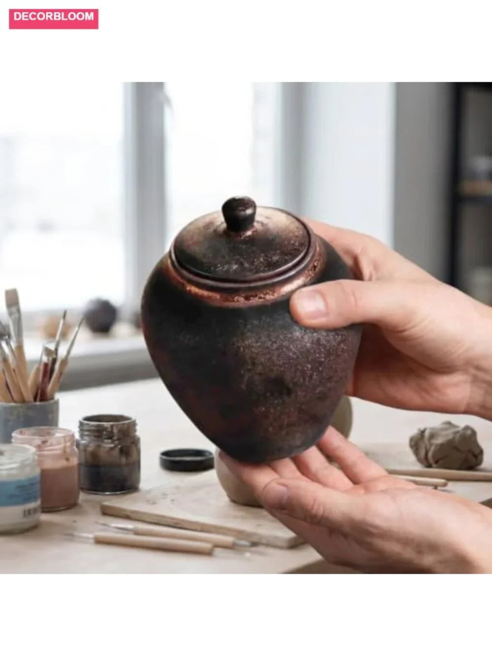 Ceramic Airtight Tea Jar Canister with Lid Food Storage Container